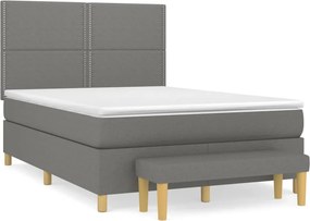 vidaXL Κρεβάτι Boxspring με Στρώμα Σκούρο Γκρι 140x190 εκ. Υφασμάτινο