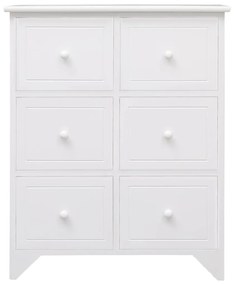 vidaXL Συρταριέρα με 6 Συρτάρια Λευκή 60x30x75 εκ. από Ξύλο Παυλώνιας