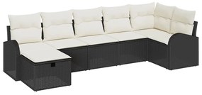 vidaXL Σετ Καναπέ Κήπου 7 pcs Μαύρο και κρεμ 289 x 124 x 85 εκ.