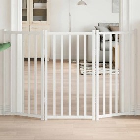 Διαχωριστικό Σκύλων Πτυσσόμενο 3 Πάνελ Λευκό 150 εκ Μασίφ Ελάτη