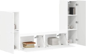 vidaXL Σετ επίπλου τηλεόρασης Επιτοίχιο 4 pcs Λευκό Επεξεργασμένο ξύλο