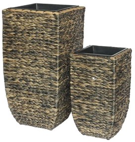 ΣΕΤ ΚΑΣΠΩ 2 ΤΕΜΑΧΙΑ POLY RATTAN  Fylliana FL20219 ΜΠΕΖ-ΚΑΦΕ ΧΡΩΜΑ 39x77εκ &amp; 29χ53ek