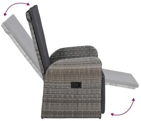 vidaXL Σετ Τραπεζαρίας Κήπου 7 τεμ. Γκρι με Μαξιλάρια