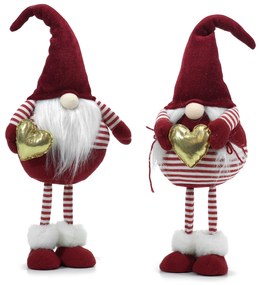 Χριστουγεννιάτικος Νάνος Με Καρδιά Χρυσό 60cm Σε 2 Σχέδια