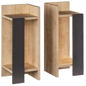 Κομοδίνο Immerse pakoworld σετ 2 τμχ. oak-ανθρακί 27x25x60εκ