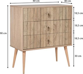 Συρταρτιέρα Soho Megapap χρώμα sonoma 80x40x90εκ.
