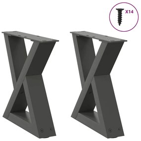 Πόδια Τραπεζιού Σαλονιού 2 τεμ. Ανθρακί 30x(30-31,3) εκ. Ατσάλι