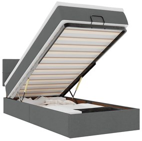 Οθωμανικό κρεβάτι με στρώμα σκούρο γκρι 90x190cm ύφασμα 3311422
