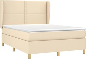 vidaXL Κρεβάτι Boxspring με Στρώμα Κρεμ 140x190 εκ. Υφασμάτινο