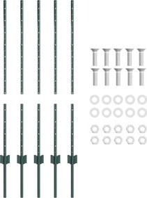 vidaXL Ενσωματωμένος Πόλος Φράχτη 5 pcs Πράσινο 140 cm