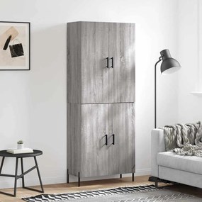 vidaXL Ντουλάπι Γκρι Sonoma 69,5 x 34 x 180 εκ. Επεξεργασμένο Ξύλο