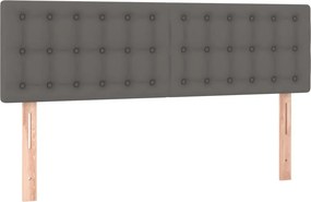 vidaXL Κρεβάτι Boxspring με Στρώμα &amp; LED Γκρι 140x200 εκ. Συνθ. Δέρμα