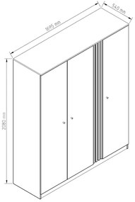 Τρίφυλλη Ντουλάπα Ρούχων ANTERRIO Light Artwood/Anthracite 169.5x54x208