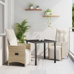 vidaXL Σέτ φαγητού για κήπο με μαξιλάρι 3 pcs Μπεζ Πολυ ράταν