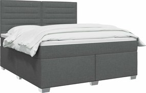 vidaXL Κρεβάτι box spring με στρώμα Σκούρο Γκρι 140 x 190 cm Ύφασμα
