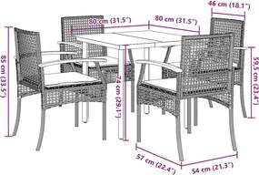 vidaXL Σετ Τραπεζαρίας Κήπου 5 τεμ. Μπεζ Συνθετικό Ρατάν με Μαξιλάρι