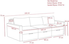 Τριθέσιος Καναπές Κρεβάτι Ανθρακί SAROS 110x230x72