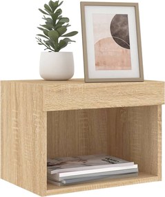 vidaXL Κομοδίνο Επιτοίχιο με Φώτα LED Sonoma Δρυς