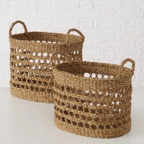 Καλάθι Σετ 2τμχ Διάτρητο Ψάθινο Natural Sindo 36x27x34εκ.-40x30x37εκ. MSA 20-26-236