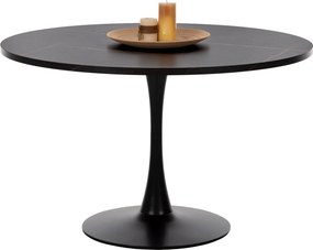ΤΡΑΠΕΖΙ ΤΡΑΠΕΖΑΡΙΑΣ ROLLO HM9422.12 ΣΤΡΟΓΓΥΛΟ BLACK MARBLE Φ120x74Yεκ.