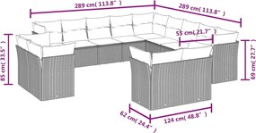 vidaXL Σετ Καναπέ Κήπου 13τεμ Μπεζ Συνθ. Ρατάν με Μαξιλάρια