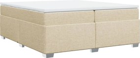 vidaXL Κρεβάτι Boxspring με Στρώμα Κρεμ 200x200 εκ. Υφασμάτινο