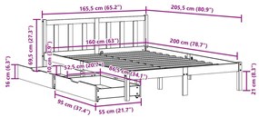 Σκελετός Κρεβ. Χωρίς Στρώμα Καφέ Κεριού 160x200 εκ Μασίφ Πεύκο - Καφέ