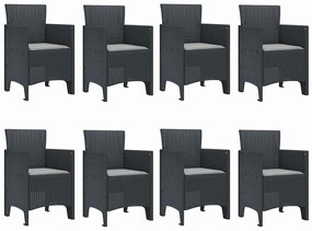 vidaXL Σέτ φαγητού για κήπο 9 pcs Ανθρακί Πολυπροπυλένιο