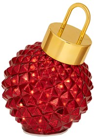 Διακοσμητική Χριστουγεννιάτικη Μπάλα Γυάλινη Κόκκινη Περιστρεφόμενη Με Led Μπαταρίας Φ18εκ. iliadis 90914