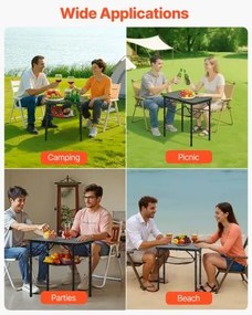 VEVOR 60cm Folding Portable Camping Table Aluminum Picnic Table Indoor Outdoor