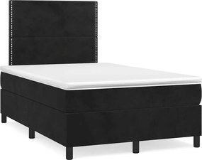 vidaXL Κρεβάτι Boxspring με Στρώμα &amp; LED Μαύρο 120x190 εκ. Βελούδινο