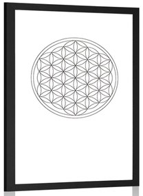 Αφίσα με παρπαστού Άσπρα και μαύρα Mandala - 40x60 silver