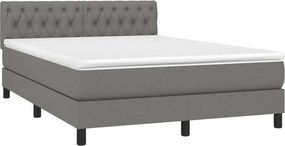 vidaXL Κρεβάτι Boxspring με Στρώμα Σκούρο Γκρι 140x200 εκ Υφασμάτινο