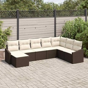 vidaXL Σέτ φαγητού για κήπο με μαξιλάρι 8 pcs Καφέ, Κρέμα
