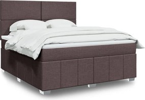 vidaXL Κρεβάτι Boxspring με Στρώμα Σκούρο Καφέ 180x200 εκ Υφασμάτινο