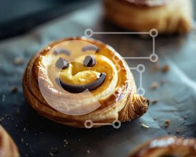 Intra Συλλεκτικό Ξύλινο Παζλ Plywood  4mm - Δίσκος με γλυκά Smiley Face με κρουασάν και τσιπς σοκολάτας Σε Ξύλινο Κουτί - Διαστάσεις: 10x10 cm – 25 κομμάτια