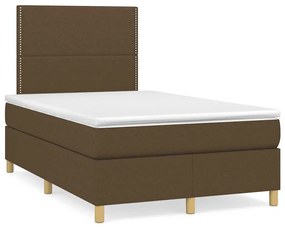 vidaXL Κρεβάτι Boxspring με Στρώμα &amp; LED Σκ.Καφέ 120x190εκ. Υφασμάτινο