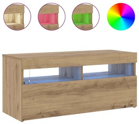 vidaXL Έπιπλο Τηλεόρασης με LED Αρτισιανή Δρυς 90x35x40 εκ Επεξ.Ξύλο