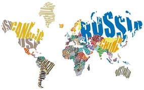 Εικόνα στον παγκόσμιο χάρτη φελλού από επιγραφές - 90x60  flags