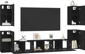 vidaXL Σετ επίπλου τηλεόρασης 7 pcs Μαύρη Οξυά Επεξεργασμένο Ξύλο
