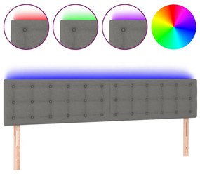 vidaXL Κεφαλάρι Κρεβατιού LED Σκούρο Γκρι 160x5x78/88 εκ. Υφασμάτινο