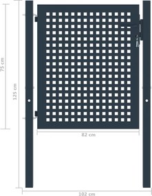 vidaXL Πόρτα Περίφραξης Ανθρακί 102x75 εκ. Ατσάλι