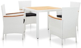 vidaXL Σετ Τραπεζαρίας Εξωτ. Χώρου 5 τεμ. Λευκό Συνθετικό Ρατάν