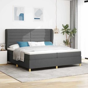 vidaXL Κρεβάτι Box Spring με Στρώμα Σκοτεινό Γκρι 200x200 εκ. Υφασμάτινο