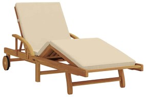 vidaXL Ξαπλώστρα με μαξιλάρι Μπεζ 200 x 67 x 84εκ Μασίφ ξύλο ακακίας