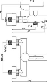 Ferro Fiesta BFI1 - Μπαταρία λουτρού χρωμέ