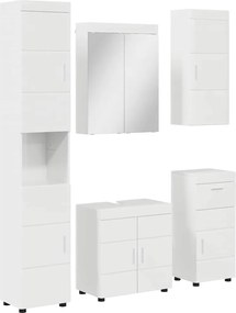 vidaXL Σετ Επίπλων Μπάνιου TULUM 5 pcs Υψηλής γυαλάδας λευκό