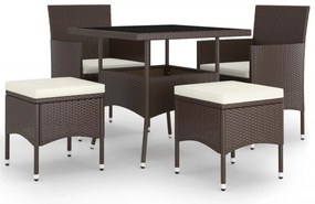 vidaXL Σετ Τραπεζαρίας Κήπου 5 Τεμαχίων Καφέ από Συνθετικό Ρατάν