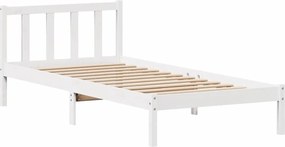 vidaXL Σκελετός Κρεβ. Χωρίς Στρώμα Λευκό 75x190 εκ Μασίφ Πεύκο