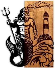 Διακοσμητικό Τοίχου Poseidon 899SKL2713 45x3x58cm Walnut-Black Wallity Μέταλλο,Ξύλο